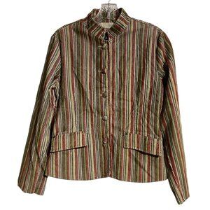 Mac & Jac Womens Striped Corduroy Button Up Blazer Jacket Size 4 Multicolor